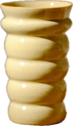 Cream vase with spiral ridges